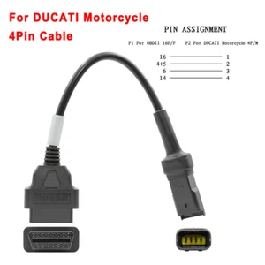 For Ducati Motorcycle 4 Pin to 16 Pin OBD2 Scanner Cable Connector Adapter Tool - Picture 1 of 8