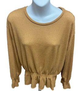 Zara Womens Shirt Size Medium Yellow Long Sleeve Cinched Waist Top Blouse - Picture 1 of 10