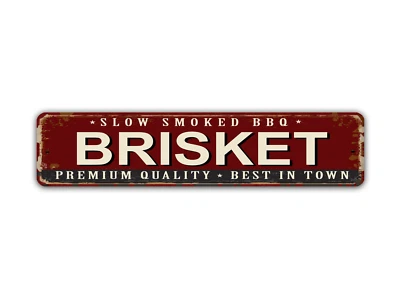 GAME TIME PRINTS Brisket Street Sign BBQ Premium Quality Slow Smoked Vintage Style