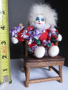 VINTAGE 5" Harlequin Clown Sandbag *VIDEO* Porcelain Head Hvy Sandbag Plush Doll - Picture 1 of 13