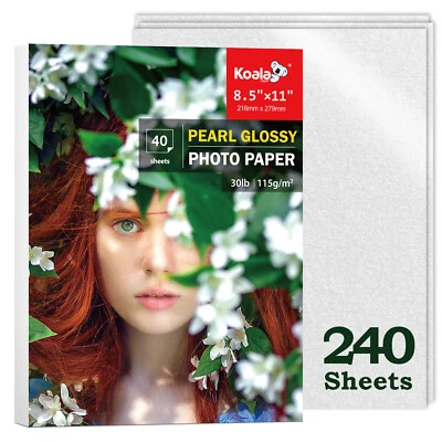 Koala Pearl Glossy Photo Paper 8.5x11 Thin 30lb 240 Count Inkjet + Laser Printer - Image 1 of 4