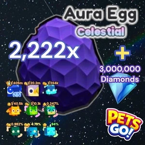 2,222x Aura Eggs + 3 Million Diamonds. Pets GO. Same Day - Picture 1 of 1