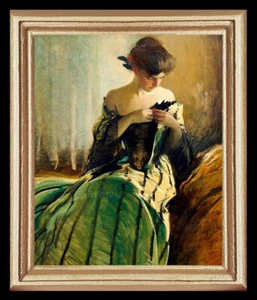 Cuadro artístico miniatura de casa de muñecas de 1800 Dama en verde 8576 - Imagen 1 de 1