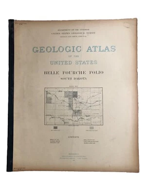 Antique 1909 US Geological Atlas Belle Fourche South Dakota Folio Maps, Sheets - Image 1 of 4