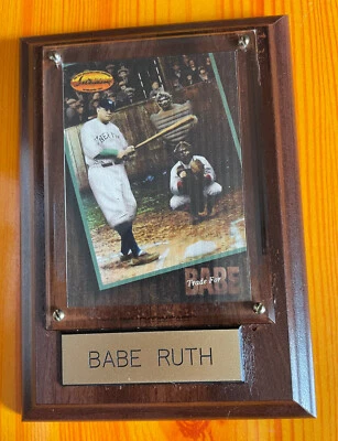 BABE RUTH by Vintage Sports Plaques 4"x6" Ted Williams Card 1994 Trade for Babe - Image 1 of 4
