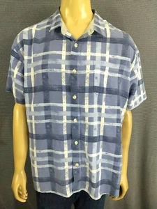 Seapointe Mens XXL Casual Short Sleeve Shirt Blue Grey Checked Plaid Modal Poly - Picture 1 of 7