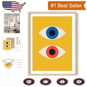 Mid-Century Bauhaus Art Print - Yellow Geometric Abstract Poster Framed 12x16 - Picture 1 of 9