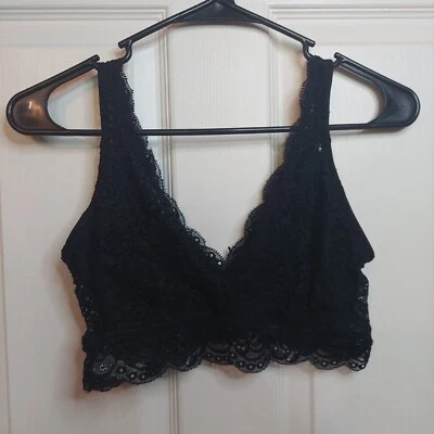 Sujetador camisola inalámbrico Nicole Miller negro encaje bralette íntimo para niña talla L Foto 1 de 4