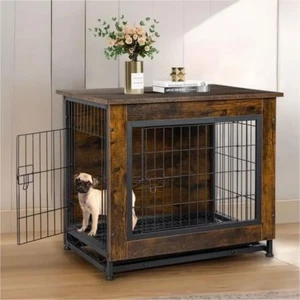 Walsunny Wooden Dog Crate Furniture,Double-Doors Kennel Indoor with Divider and - Picture 1 of 12