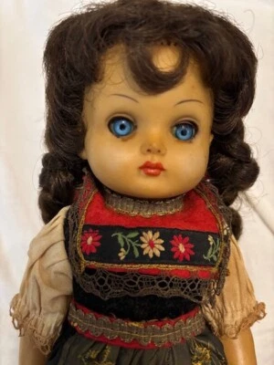 Hipnotizante Muñeca Alemana Ojos Azules Rara De Colección 11" en Auténtico Vestido Giratorio Foto 1 de 4