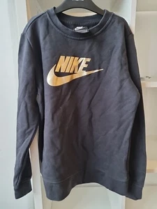 Nike Girl Black And Gold Sweartshirt Jumper Size L - Picture 1 of 4