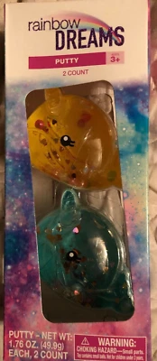 Rainbow Dreams - Blue & Yellow Putty (2 count) Unicorns - Ages 3+ NEW & Sealed Foto 1 de 4