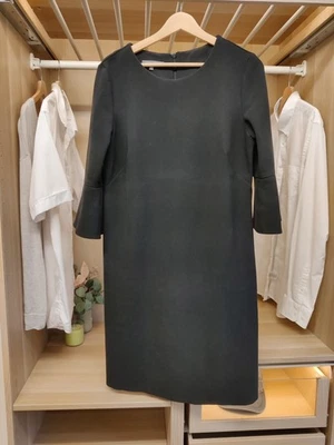 VESTIDO NEGRO LAURA ASHLEY UK 12 CAMBIO LISO FIESTA FORMAL TRABAJO MANGA CAMPANA MUJER Foto 1 de 4