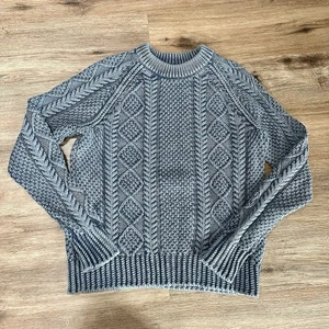 Suéter LL Bean Signature Mujer Grande Azul Pescador Túnica Gruesa Tejido con Cable - Imagen 1 de 7