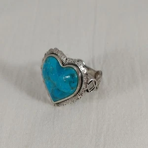 Barse Sterling Silver Turquoise Heart Ring Size 8 - Picture 1 of 5