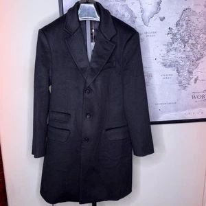 NWOT Quince Mens L Overcoat Black Mongolian Cashmere Double Faced Coat - Picture 1 of 8
