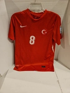 Turkey Nike Dri-Fit Mens Away Shirt Swoosh Red Solid Short Sleeve Small GULER - Picture 1 of 10