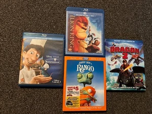Kids Family Movie Lot 4 DVDs Blu-ray Lion King RANGO Ratatouille Dragon 2 - Picture 1 of 2