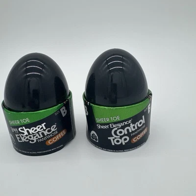 2 Vintage Leggs Sheer Toe Elegance Control Top Pantyhose Coffee Size B - Image 1 of 3