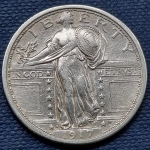 1917 D Standing Liberty Quarter 25c Type 1 Higher Grade XF - AU #93667 - Picture 1 of 2