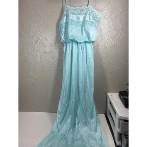 Flair Long Nightgown Satin Light Blue Lingerie Vintage Petite Small PS USA - Picture 1 of 6
