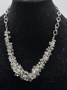 Vintage Simply Vera Vera Wang Necklace Choker Adjustable Silvertone Crystal  - Picture 1 of 6