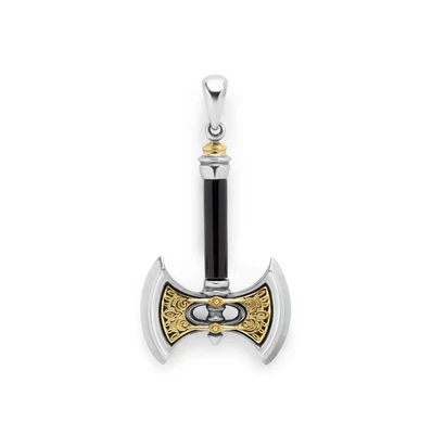 🆕LAGOS Himno Plata Esterlina Ágata Negra Hacha Amuleto Colgante Foto 1 de 4