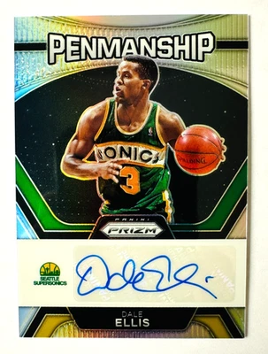 Tarjeta AUTO Panini Prizm Dale Ellis 2023-24 PLATA Prizm Penmansip Supersonics! Foto 1 de 3