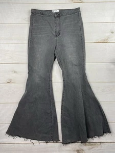 Free People Just Float On Flare Jeans in Washed Black Sz 32 Stretch Denim Hippie - Picture 1 of 12