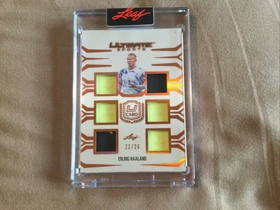 2024 Leaf Ultimate Erling Haaland Game Worn 6-Patch #21/25!! - Image 1 of 2