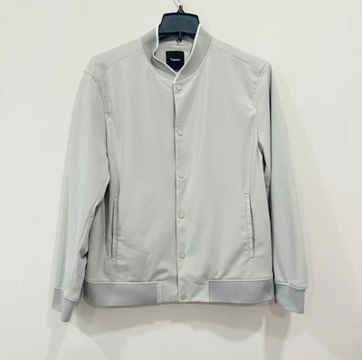 Theory Murphy Precision Men’s Bomber Jacket In Soft Grey  Size XL - Image 1 of 4