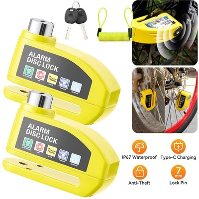 2x Bloqueo de Freno de Disco Moto Alarma Sonido Antirrobo Bicicleta Motocicleta Bloqueo de Rueda Foto 1 de 4