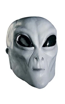 LATEX GREY ALIEN SPACE COSTUME MASK FANCY DRESS HALLOWEEN COSTUME ACCESSORY - Image 1 of 2