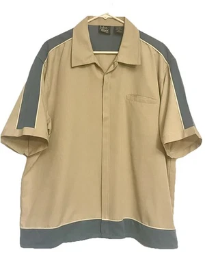 Винтажная футболка JOHN BLAIR XL тонкая мужская одежда на молнии с коротким рукавом желтовато-коричневая синяя - Изображение 1 из 4