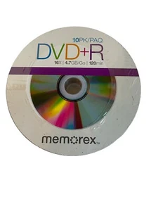 New Factory Packaged New Memorex DVD-R 10 PK 16x 4.7 GB 120 Min - Picture 1 of 3