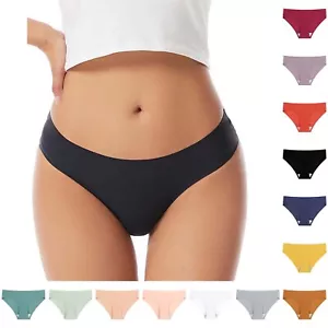 Women's Seamless Low Waist Breathable Thong Thin Solid Color Briefs For - Picture 1 of 63