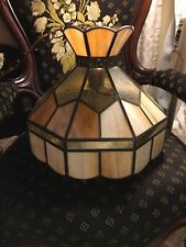 Antique Slag Tiffany Style Lamp, Large Original 