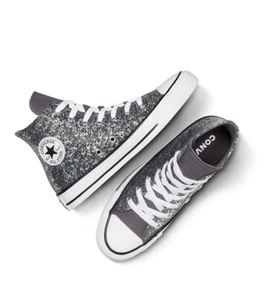 Converse All Star Girls Size 6 Black Glitter High Top Shoes, NEW IN BOX! - Picture 1 of 9