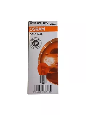Osram PY21W 12V 21W Amber Base BAU15S Bayonet Globe Bulb (Pack of 10) - image 1 of 2