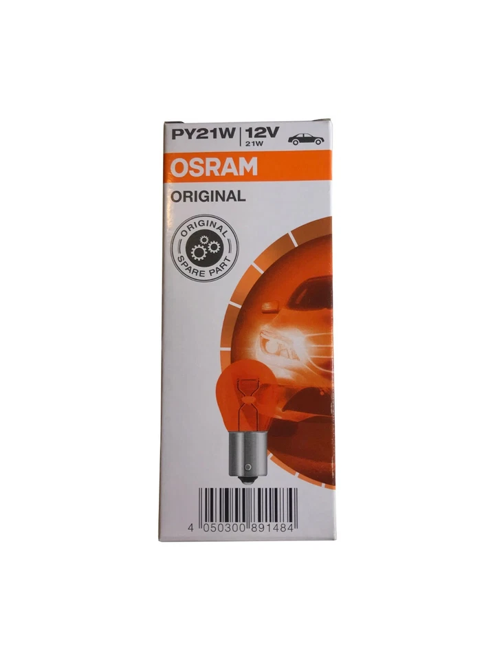 Osram PY21W 12V 21W Amber Base BAU15S Bayonet Globe Bulb (Pack of 10) - image 1 of 2