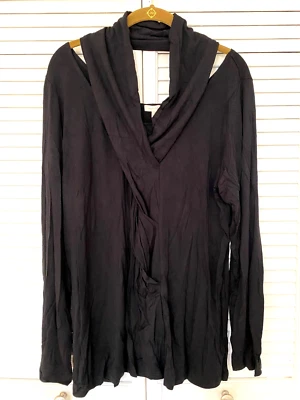 Top delantero con volantes Rhonda Shear para mujer, talla 1X, negro - 4Q15 Foto 1 de 4