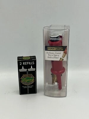 Cork Pops Original Fácil Rápido Abridor de Botellas de Vino + Caja de 2 Cartuchos de Recarga C02 Foto 1 de 4