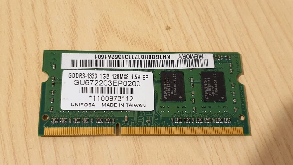 KINGSTON KN1GB0H0171131B62A  1GB DDR3 PC3-10600 1333MHz SODIMM 204-pin - Image 1 of 1