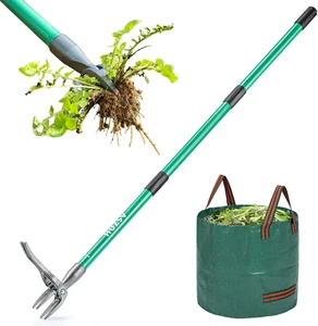 Weed Puller Tool Gardening Hand Weeding Tool with Long Handle 4 Steel Claws and - Picture 1 of 12
