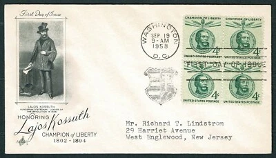 SE68C UNITED STATES 1958 FDC Honoring Lajos Kossuth - Image 1 of 2