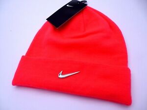Youth or Womens NIKE Fine Knit Swoosh Neon Pink BEANIE HAT Toque Sports UNISEX