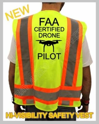 CERTIFIED DRONE PILOT HIGH VISIBILITY YELLOW  SAFETY VEST BLACK DESIGN  - Image 1 of 4