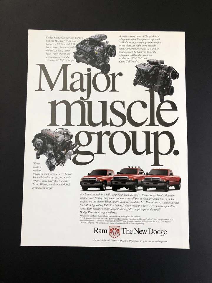 1997 DODGE RAM TRUCK ORIGINAL VINTAGE PRINT AD ADVERTISEMENT PRINTED - Image 1 of 1