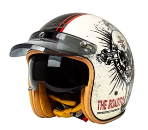 CARAT Half Face Motorcycle Helmet Vintage Retro Scooter Jet Helmet Cruiser - Picture 1 of 2