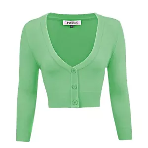Women's Cropped Bolero Cardigan – 3/4 Sleeve V-Neck Basic Classic Casual Large - Picture 1 of 6